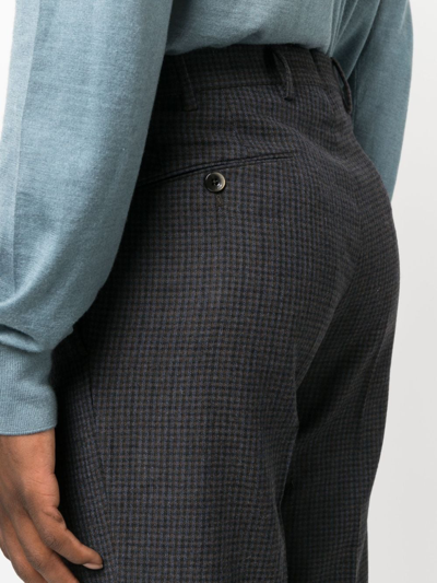 Pt Torino Houndstooth Slim-cut Virgin-wool Trousers In 蓝色