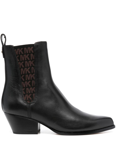 Shop Michael Michael Kors Kinlee 50mm Leather Ankle Boots In 黑色