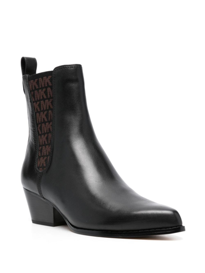 Shop Michael Michael Kors Kinlee 50mm Leather Ankle Boots In 黑色