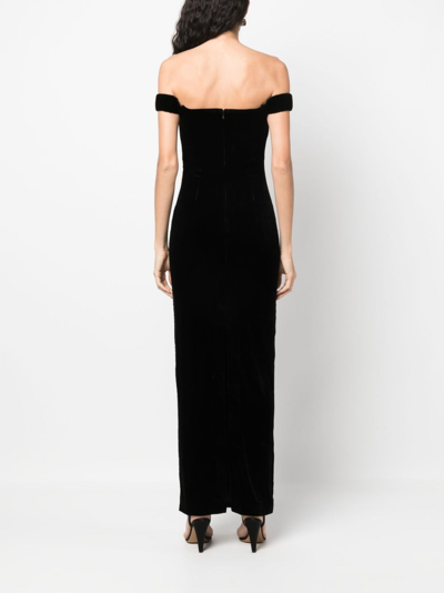 Shop Roland Mouret Off-shoulder Velvet Maxi Dress In 黑色