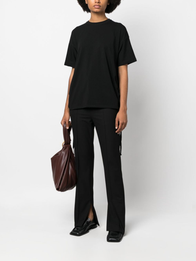 Shop Proenza Schouler White Label Side-tie Ruched Jersey T-shirt In 黑色