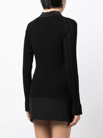 Shop 3.1 Phillip Lim / フィリップ リム Variegated Ribbed-knit Polo Top In Black