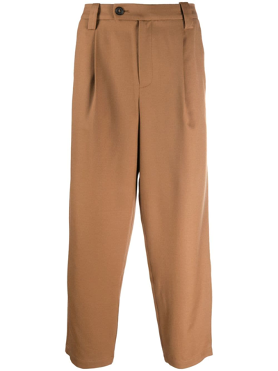 Shop Apc Renato Pleated Wool Trousers In 褐色
