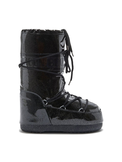 Moon Boot Logo-print Glitter-detailing Boots In Black
