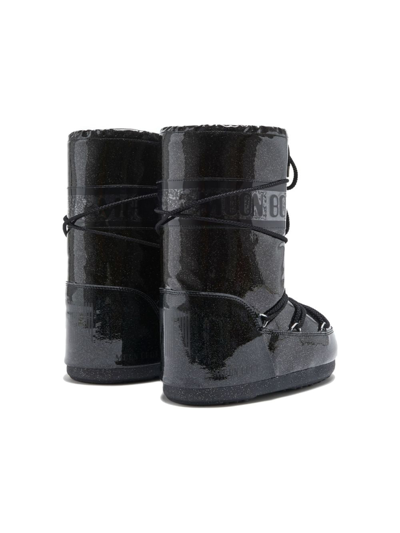 Moon Boot Logo-print Glitter-detailing Boots In Black