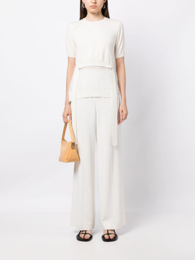 3.1 Phillip Lim Semi-sheer Panelled Knitted Top In 白色