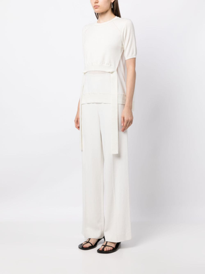 3.1 Phillip Lim Semi-sheer Panelled Knitted Top In 白色