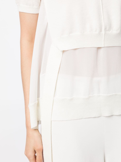 3.1 Phillip Lim Semi-sheer Panelled Knitted Top In 白色