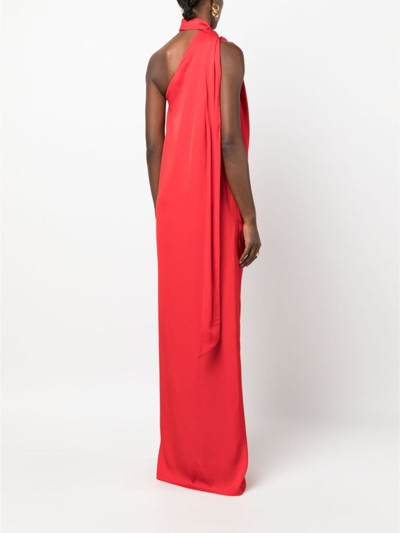 Shop Stella Mccartney One-shoulder Scarf Maxi Dress In Red