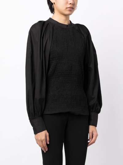 3.1 Phillip Lim Puff-sleeve Plissé Blouse In Black