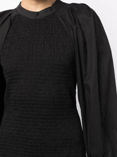 3.1 Phillip Lim Puff-sleeve Plissé Blouse In Black