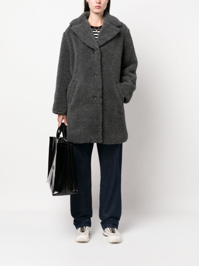 Shop Apc Nicolette Brushed Single-breasted Coat In Grey