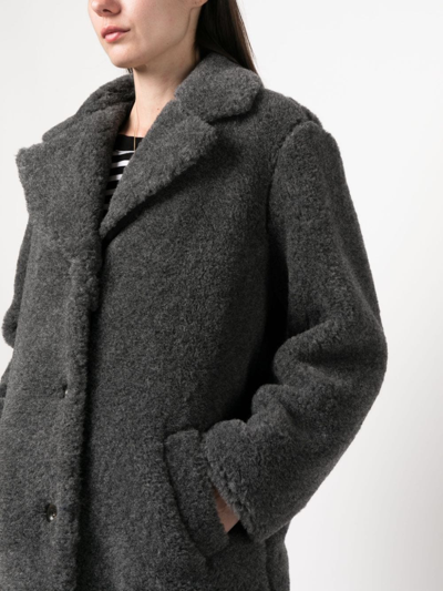 Shop Apc Nicolette Brushed Single-breasted Coat In Grey