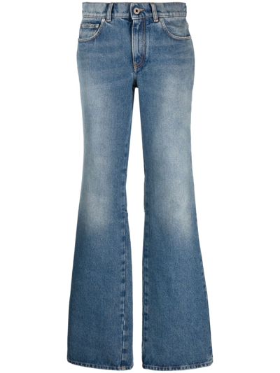 Shop Off-white Low-rise Flared Jeans In Blue