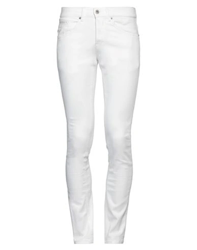 Shop Dondup Man Jeans White Size 33 Cotton, Elastomultiester, Elastane