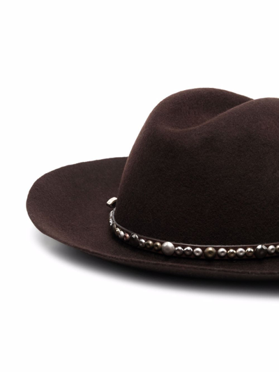 Shop Golden Goose Golden Fedora Hat Felt With Studded Leather Belt