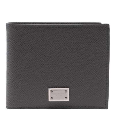Shop Dolce & Gabbana Logo Plaque Bifold Wallet In Grey