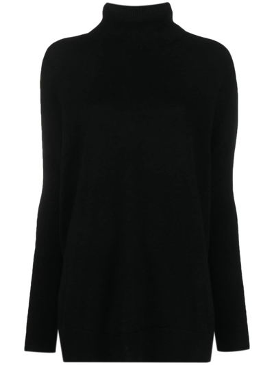 Shop Antonelli Treviso Turtle Neck Sweater With Slits In Black