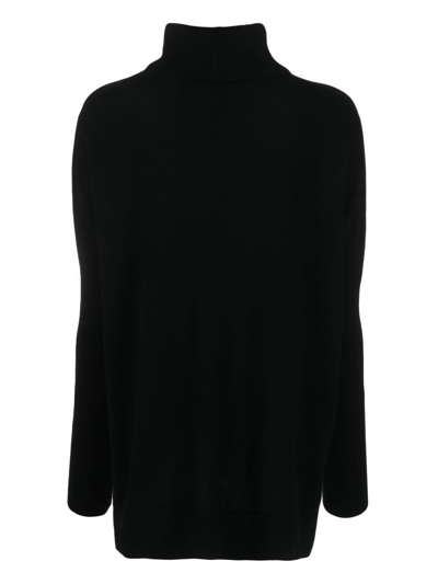 Shop Antonelli Treviso Turtle Neck Sweater With Slits In Black