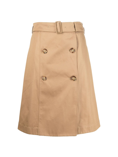 Shop Burberry Baleigh Cf W Skirts In Camel