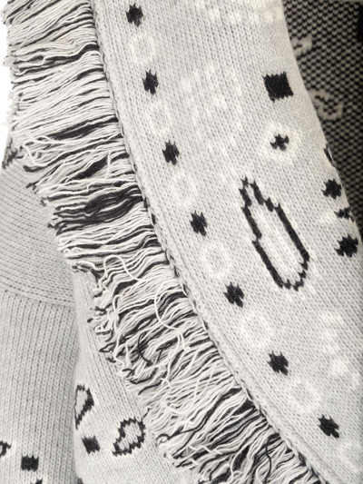 Shop Alanui Bandana Pattern Cropped Cardigan In Grey