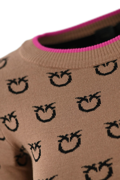 Shop Pinko Short Logo Sweater In Cammello