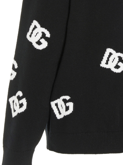 Shop Dolce & Gabbana All-over Logo Turtleneck Sweater In White/black