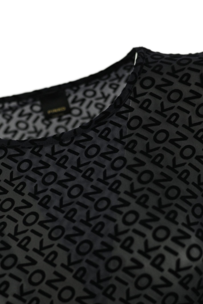 Shop Pinko Semi-transparent Shirt With Logo In Nero