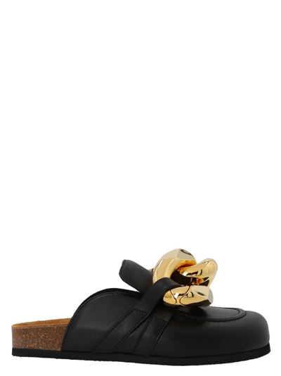 Shop Jw Anderson Chain Loafer Sabots In Black