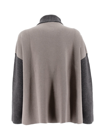 Shop Le Tricot Perugia Cardigan In D.taupe/d.grey