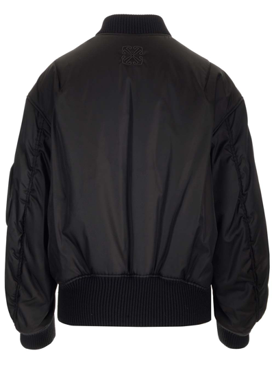 Shop Off-white Oversized Bomber Jacket With Arrow Motif In Black