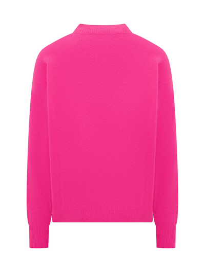 Shop Palm Angels Sweater With Logo In Fuchsia Black