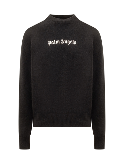 Shop Palm Angels Sweater With Logo In Black White