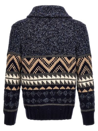 Brunello Cucinelli Mélange Cashmere Cardigan With Inlays In Multicolor