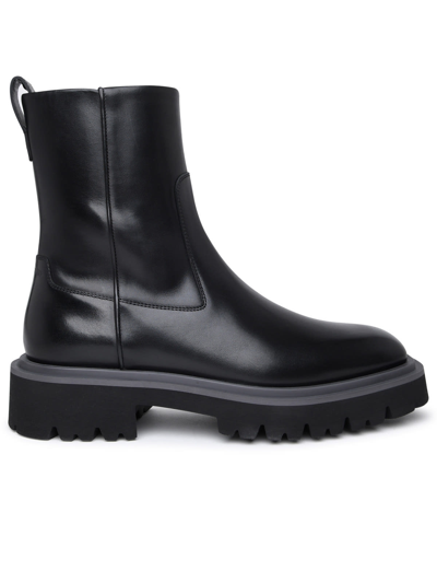 Shop Ferragamo Black Leather Flicker Ankle Boots