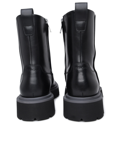 Shop Ferragamo Black Leather Flicker Ankle Boots