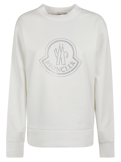 Shop Moncler Logo Embellished Sweatshirt In Natural