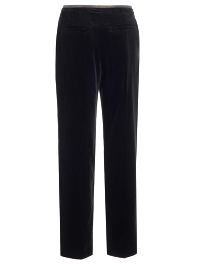 Shop Brunello Cucinelli Loose Wide Leg Velvet Trousers In Black