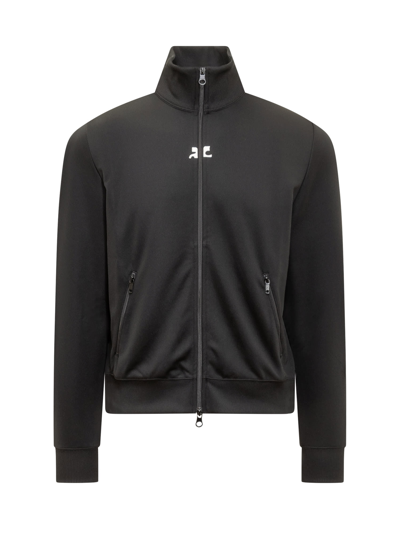 Shop Courrèges Zip Sweatshirt In Black