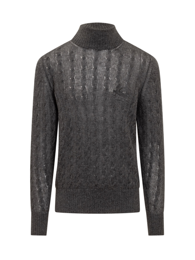 Shop Etro Turtleneck Sweater In Antracite
