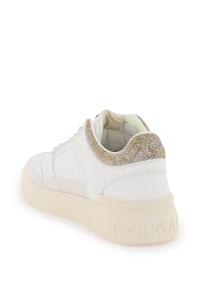Shop Balmain B Court Mid Top Sneakers In Blanc (white)