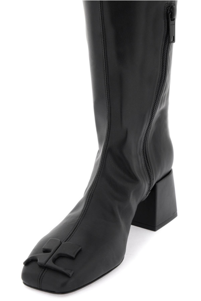 Shop Courrèges Faux Leather High Boots In Black (black)