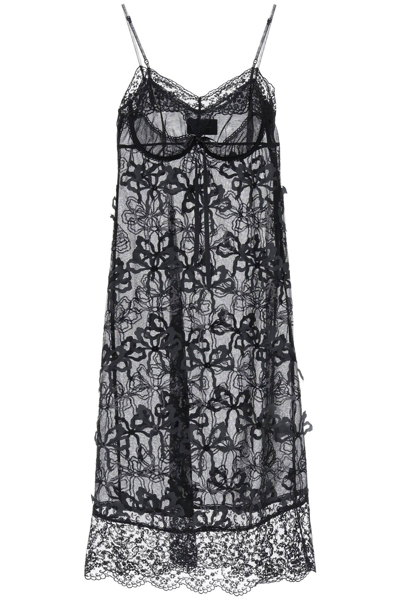 Shop Simone Rocha Embroidered Tulle Slip Dress In Black Black (black)