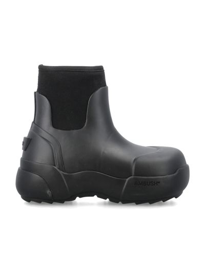 Ambush Elasticated Ankle Welly Boots In Black