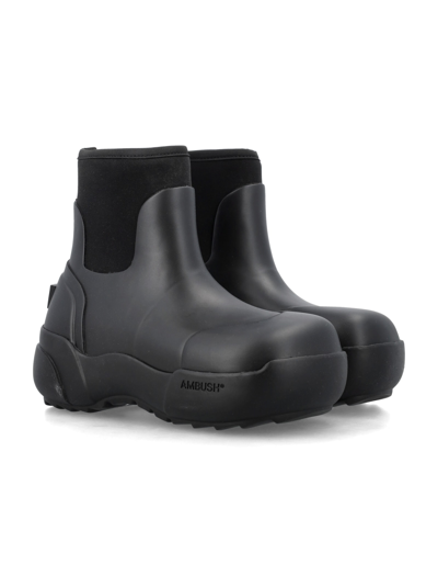 Ambush Elasticated Ankle Welly Boots In Black