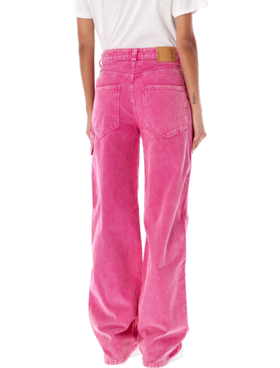 Shop Haikure Winona Velvet Cargo Jeans In Magenta Pink