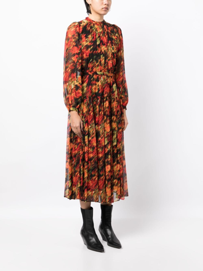 Shop 3.1 Phillip Lim / フィリップ リム Abstract-print Silk Midi Dress In Rot