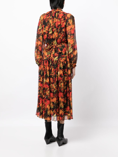 Shop 3.1 Phillip Lim / フィリップ リム Abstract-print Silk Midi Dress In Rot