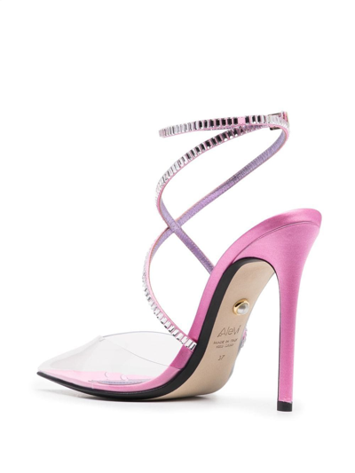 Shop Alevì Crystal-embellished Calf-leather Sandals In Pink