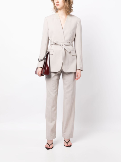 Shop 3.1 Phillip Lim / フィリップ リム Tied-waist Single-breasted Blazer In Grey